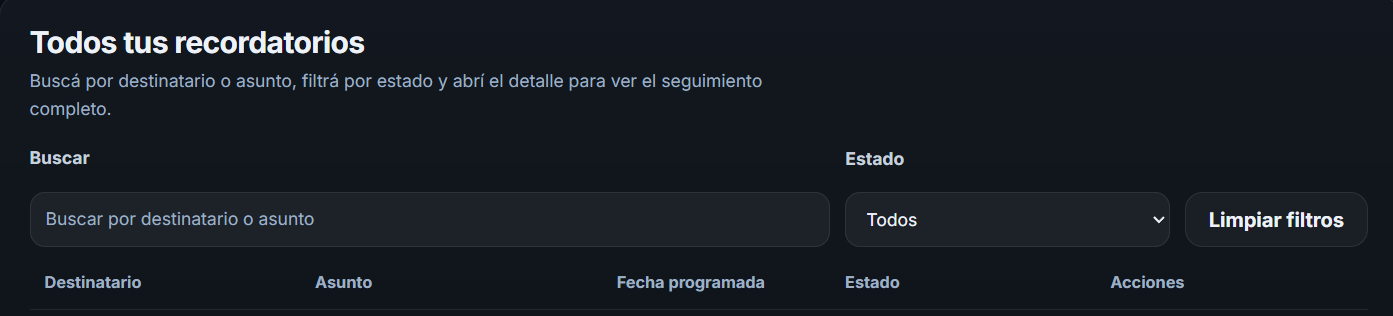 Buscar y filtrar recordatorios